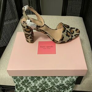 Kate Spade leopard raffia heels